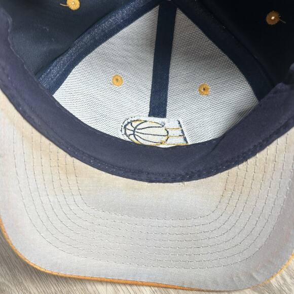 Vintage Logo Athletic Indiana Pacers Hat Snapback NBA Basketball Blue Yellow Cap - Picture 5 of 9